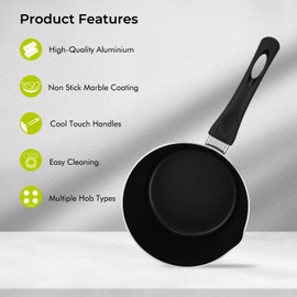Royalford Milk Pan 16 CM Multipurpose Saucepan - Non-Stick Coating Soup Pot Milk Pan, Easy to Clean, Induction Sauce Pot with Pour Spout, Black (16 CM)