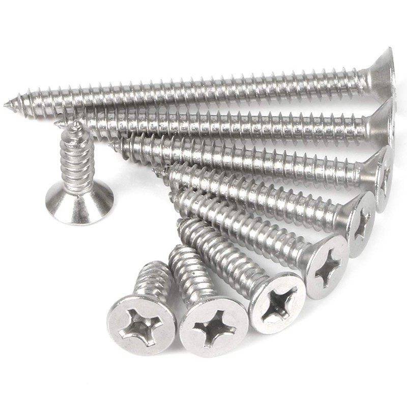 ZLYY 100pcs M4x40mm Stainless Flat Head Phillips Self-Tapping Wood Screw