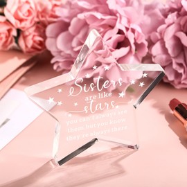 Sister Gifts from Sister Acrylic Sisters are Like Stars 5 Pointed Star You Can't Always See Them But Know They're Always There Funny Quotes Plaque Table Centerpiece Decor for Sister Birthday in Law