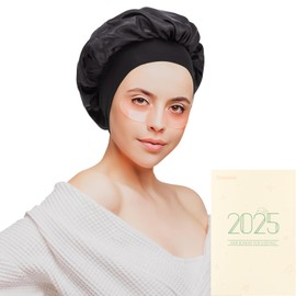 Taowave Silk Bonnet for Sleeping Women, Upgraded Version in 2025 Bonnets for Sleeping,Satin Bonnets for Curly Hair,Silk Hair Bonnet for Sleeping (Black)
