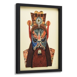 Empire Art Direct Beijing Opera Mask #2 Dimensional Collage Handmade by Alex Zeng Framed Graphic Landscape Wall Art Ready to Hang, 25" x 19" x 1.4"