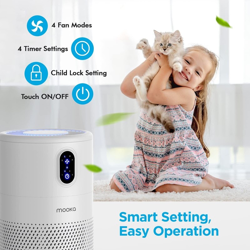 MOOKA Air Purifiers for Home Large Room up to 1076ft²,