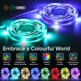 Bonve Pet Bonve Pet LED Strip 10M,Bluetooth RGB LED Streifen,Farbwechsel LED Lichterkette 10M mit Fernbedienung und App,Led Leiste Musik Sync,Timer-Einstellung,LED Band fr Gaming Zimmer, Room, Kche,Party