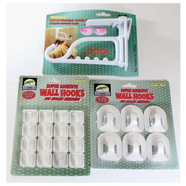 ToolUSA Blue Frog Usa 22 Small And Large Super Adhesive Wall Hooks And One Expandable Over-door Hook: KIT-HANGERS