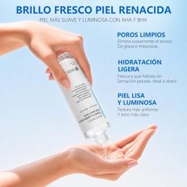 WEUD Tonico Facial con AHA y BHA, Tonico Exfoliante Facial con Niacinamida, Control de Grasa y Poros, Exfoliación Suave e Hidratación Ligera, Toner Facial para Todo Tipo de Piel (200ml/6.76 fl oz)