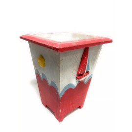 Tikimaster Nautical Trash can 12" - Wooden Vase - Coastal Decor | #ort1702530r