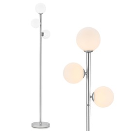 VONLUCE 65" Floor Lamp for Living Room, Modern 3 Globe Pole Light for Bedroom, Dimmable LED Standing Lamps for Offices, Contemporary Living Room Décor, Bulbs Included, Nickel