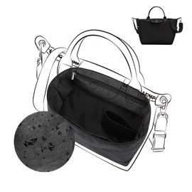 DGAZ Lightweight Purse Organizer Insert for Longchamp-Le Pliage Energy Series Bag,silk and DupontPaper handbag inner for Luxury Bag(Black,Le Pliage Energy L)