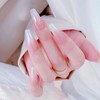 Pink False Nails Glossy Nude Color Press On Nails Medium