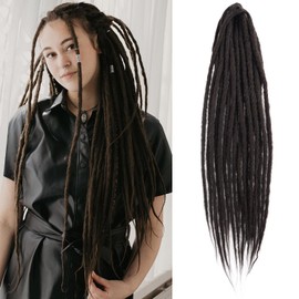 BRUNNACE Dreadlock Extensions 24inch Soft Crochet DE Dreads Reggae Style Synthetic Braiding Hair 10 Strands Handmade 0.6 cm Width Loc Extensions (24inch, #4)