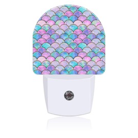 Uiaoiais Night Light for Kids Girls Boys, Watercolor Mermaid Fish Scale Wave LED Night Light Plug into Wall with Dusk to Dawn Sensor for Room Decor, Hallway, Kitchen, Bathroom, Nursery, Stairs