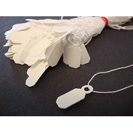 OMG 100 Mini White Strung Jewellery Tags Size: 8mm x 19mm