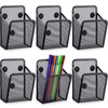 Yexiya Magnetic Pencil Holder Metal Magnetic Basket Mesh Magnetic Pen Holder Black Magnetic Holder Desk Organizer for Work Whiteboard Refrigerator Locker Office Accessories (6 Pcs)