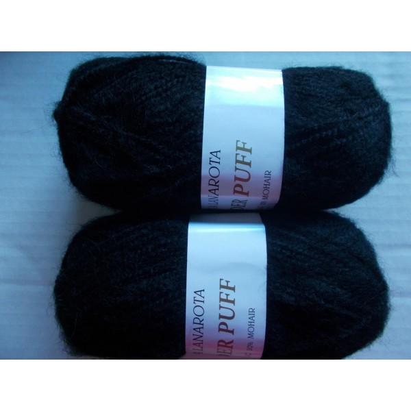 Filatura Lanarota Powder Puff mohair blend yarn, black, lot of