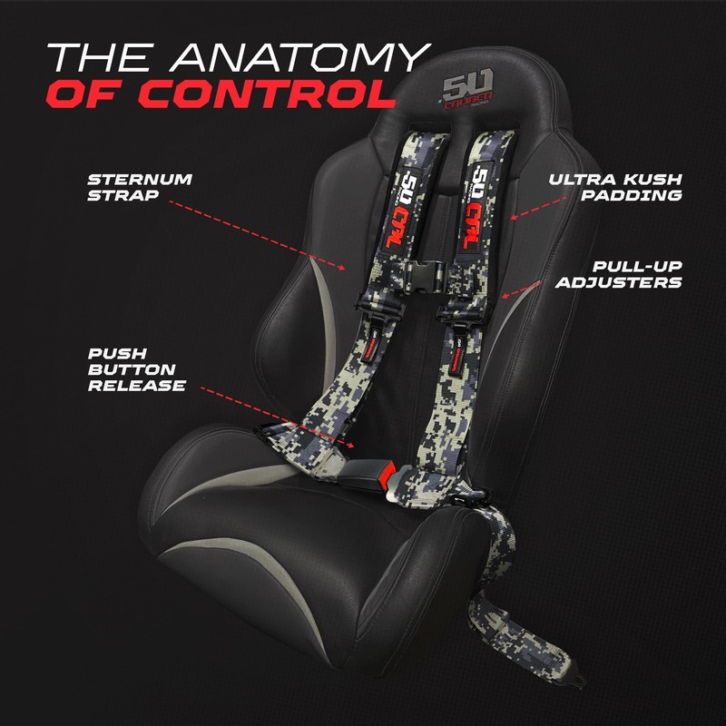 1pc 4 Point Harness for Bucket Seat, Push Release, 10