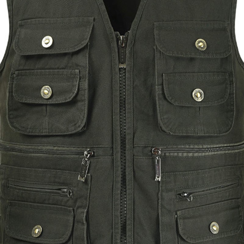 Cargo Vest, Soft and Breathable Multi-Pocket Cotton Camera Vest for
