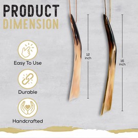 LANITI 12-Inch Shoe Horn with Long Handle | Genuine Ox Horn Shoehorn for Men, Women | Compact Wooden Shoe Helper for Easy Slip-On | Travel Shoehorn with Hanging Leather Loop