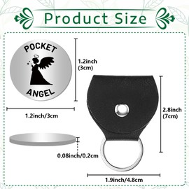CREATCABIN Angel Fairy Pocket Hug Token Long Distance Relationship Keepsake Token Engraved Double Sided Pocket Token Commemorative Coin Sign with PU Keychain for Friends Encouragement Gift 1.2x1.2Inch