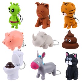 Haiabei 9PCS Nurse Flashlight Pediatric Nurse Flashlight Keychain Animal Flashlight Puppy KeychainTiger,Cat,Alien,Rhino,Toilet,Poop Eyes,Pig,Donkey Flashlight Keychain Pen Light For Nurse Badge Reel