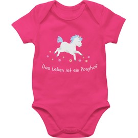 Shirtracer - Baby Body Boy Girl - Horses - Life is a Pony Farm, 1 Fuchsia