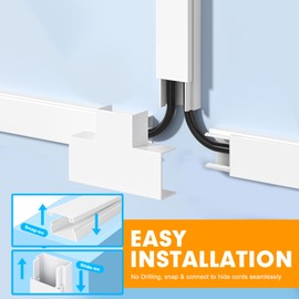 RAZCC Cord Hider, RAZCC 315 Inch Cable Cover Raceway Kit for Cable Management, Wire Covers for Cords, Cord Covers for Wires on Wall, Simple and Easy Installation, 20 Pack Wire Hider, White