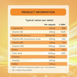 Healthspan High Strength Vitamin B Complex – 120 Tablets | Full Spectrum of All 8 B Vitamins with Choline | Supports Energy, Brain, Heart & Immune Health | Helps Reduce Tiredness & Fatigue | Vegan-Friendly Formula