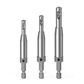 Upgrade Hinge Drill Bit Set 3Pcs, 1/4" Hex Shank Hing e Drill Bit Guide Set High Speed Steel Self Centering Drill Bits For Door Window Cabinet Hinge Pilot Hole (2.4mm, 2.8mm, 3.6mm)