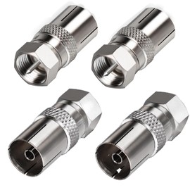 aiyraa 4 Pcs For Coaxial Tv Aerial Cable Connector F Male to TV Female, Imperial Thread F Male to RF Female Satellite, and Antenna Cables F Plug to Coax Adapter