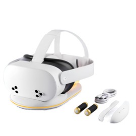 YACVRLT Charging Dock for Meta Quest 3/Oculus Quest 3S, 2-in-1 Charging Station with 2 Rechargeable Batteries, Charger Accessories for Quest 3/3S with RGB Light