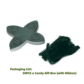 Ruimou 50pcs Pearl Paper Green Laser Cut Hollow Out DIY Candy Box (6x6x8cm) For Wedding, Birthday, Graduation, Party (Green)