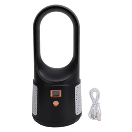 USB Desk Fan 6 Speeds Wind Quiet Portable Bladeless Cooling Fan with Power Display for Home Bedroom Office Black