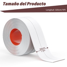 Cinta de Tira de Calafateo, Cinta de Calafateo Autoadhesiva Impermeable, 3 Rollos de Cinta de Calafateo Blanca para Cocina, Encimera, Baño, Protector de Bordes de Paredes con Herramienta de Sellado