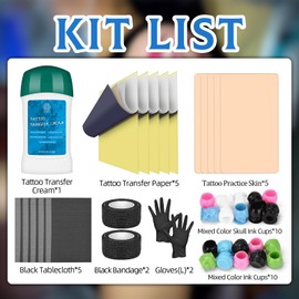 BAMTTOO Tattoo Skin Practice Kit Tattoo Transfer Paper Tattoo Stencil Gel Tattoo Transfer Gel Tattoo Practice Skins For Beginners And Artist Complete Set