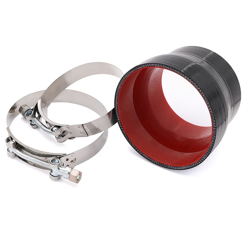 TuoLauthon 3-1/2 to 4 inches Straight Black Silicone Reducer Coupler
