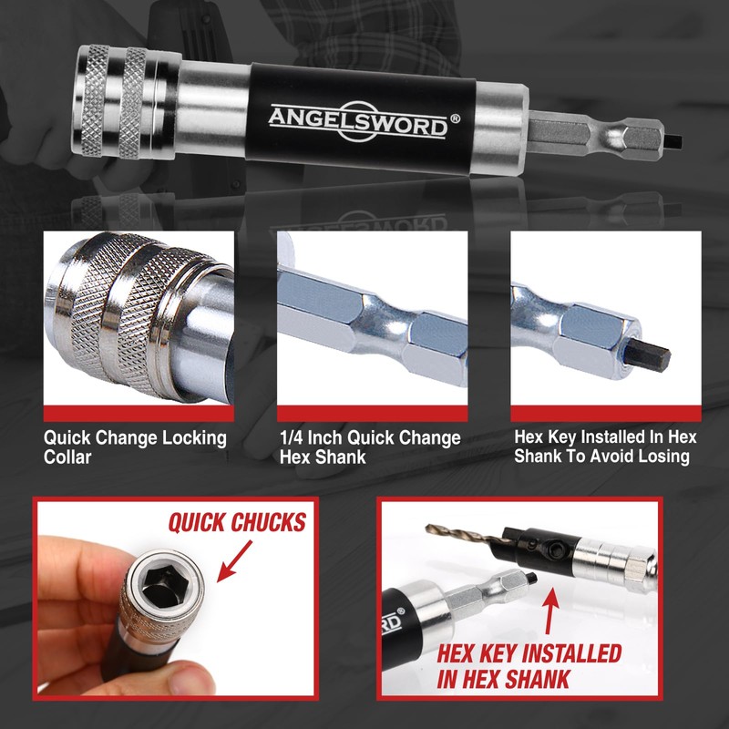 ANGELSWORD Countersink Drill Bit Set with Flip Drive for Wood,