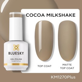BLUESKY Gel Nail Polish - Soak Off Gel Polish UV/LED Lamp Cures, Pintura de Gel para Uñas, Long Lasting, Vegan, 15ML, KM1270P/COCOA MILKSHAKE