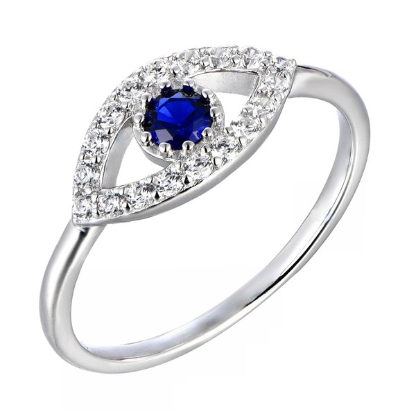 Old English Jewellers 925 Sterling Silver Blue Sapphire CZ Evil