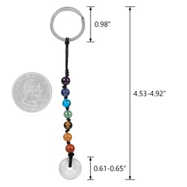 TUMBEELLUWA 7 Chakra Beads Keychain Healing Crystal Donut Peace Keyring Car key Ring Lucky Charm Amulet for Women Men, Rock Crystal