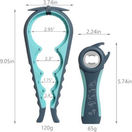 HENWUBEI 5 in 1 Multi Function Jar Opener Kit, Easy Twist Jar Opener for Weak Hands with Rubber Jar Opener Gripper Pad, for Seniors and Arthritic Hands (Set of 4)