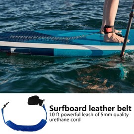 Zafina-UP Stand UP Paddle Board 10FT SUP Leash 5mm Coiled Spring Leg Rope Leash - Blue