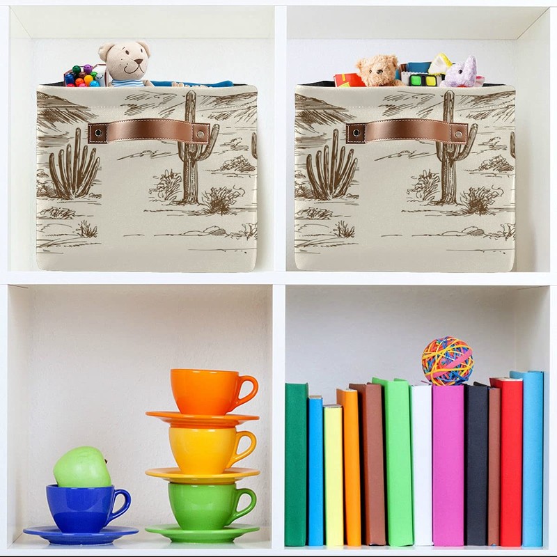 WELLDAY Storage Basket Western Desert Cowboy Closet Storage Bin Cube