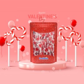 Fruidles Valentines Day Lollipops Mini Red Heart Shaped Strawberry Flavored Lollipop, Individually Wrapped, 5g Lollipops (40 Lollipops (Half-Pound))