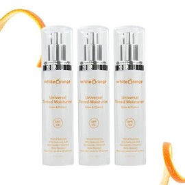 White Orange Premium Tinted Moisturizer with SPF 44 Universal Tint All-in-One Mineral/Physical Face Sunscreen for All Skin Types Broad Spectrum Protection Against UVA/UVB Dermatologist Tested, 3PK