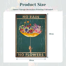 Calkkrer Retro Metal Poster No Rain No Flowers, Wall Decoration For Living Room, Or Office, Humorous Vintage Poster As Encouragement Gift For Birthday, 30×20 cm