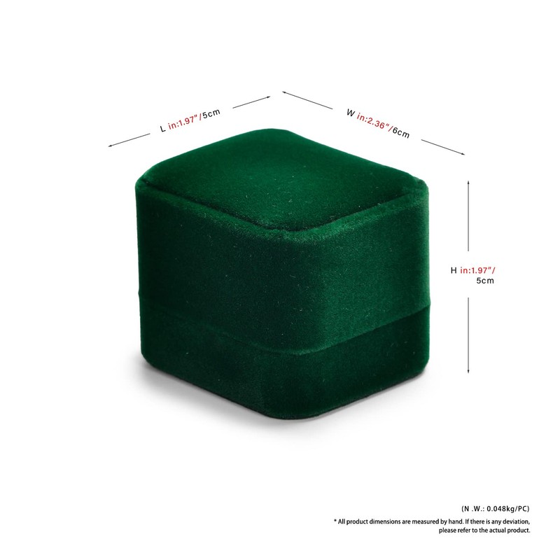 Oirlv Dark Green Velvet Ring Box Luxury Ring Box Flip