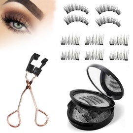 Magnetic Eyelashes Reusable 3D Magnetic Lashes Natural Look with Applicator No Glue Magnetic False Eyelashes without Eyeliner Waterproof Wispy Fluffy Magnetic Lashes