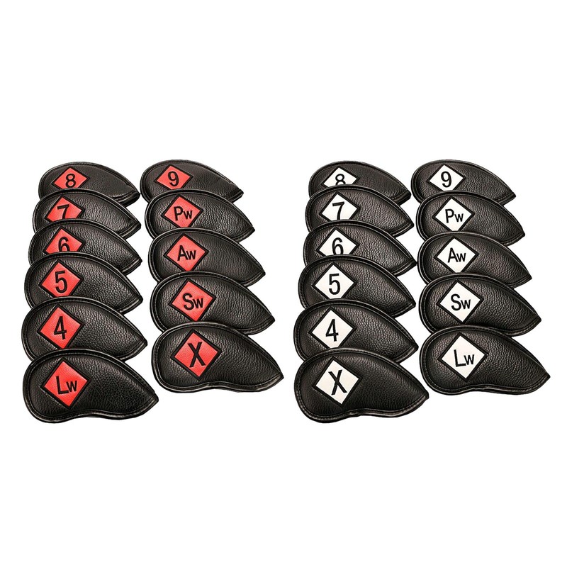 F Fityle 11Pieces Waterproof Leather Golf Iron Head Covers Set