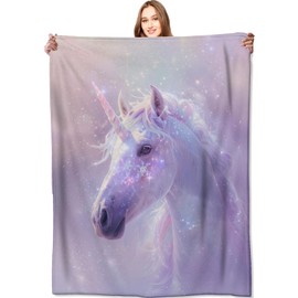 VODRM Cute Dream Blanket Unicorn Throw Blankets,Birthday Gifts for Kids Girls Women & Fantasy Lovers,Lightweight Soft Fleece with Mystical Sparkling,for Sofa Couch Bed Room Decor 50x60in