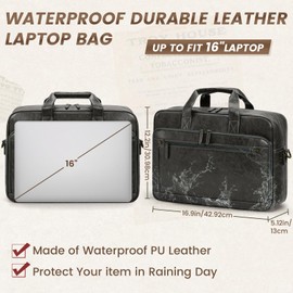 RAINSMORE Mens Laptop Bag 16 Inch Leather Briefcase Vintage Messenger Bag for Men Large Crossbody Shoulder Office Computer Bag Retro College Satchel Bag for Work, Business,Travel, Grey