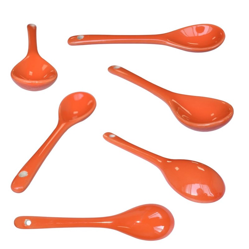 Pirhosigma 8 Color Porcelain Egg Spoons Ceramic Spoons 5 inch